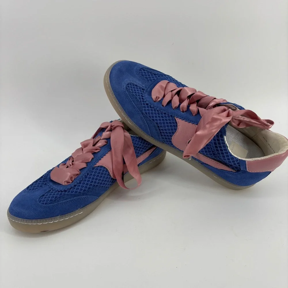 Dolce Vita Notice Sneakers Women Size 10 Blue Pink Mesh Ribbon Lace Up